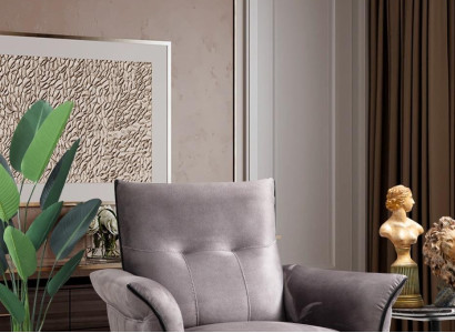 Designer Armchair Living room Furniture Modern Luxury Armchair Gray Upholstery Textile